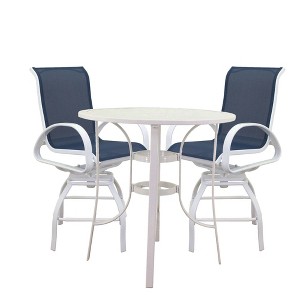 Courtyard Casual Santa Fe 3 pc Balcony Height 36" Round Dining Set  Includes one 36" Balcony Table and two Balcony Swivel Stools - 1 of 4