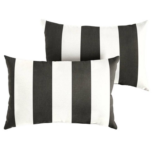 Decorative Straw Linen & Black Sunbrella Pillow Cover Modern 