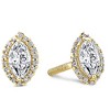 Pompeii3 1/2Ct Marquise Halo Screw Back Diamond Studs White or Yellow Gold Earrings - 2 of 3