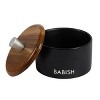 Gibson 9 Ounce Round Stoneware Salt Cellar with Acacia Wood Lid in Black - 2 of 4
