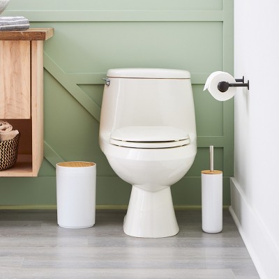 White and Bamboo 6-Piece Bathroom Accessories Set