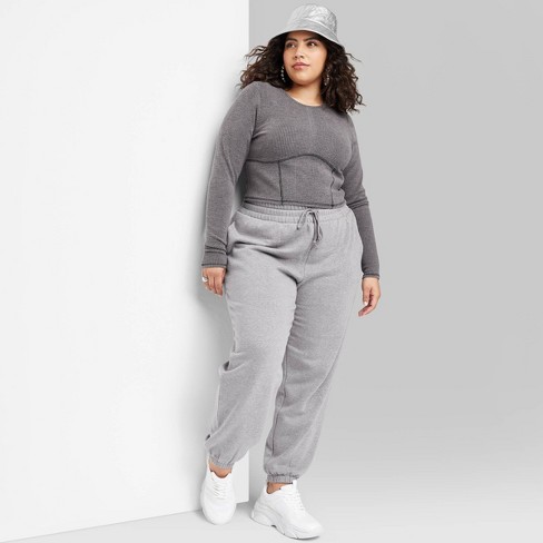 Women's High-rise Tapered Sweatpants - Wild Fable™ Heather Gray 2x