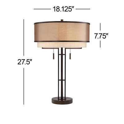 Andes 27" Oil-Rubbed Bronze Industrial Double-Shade Table Lamp