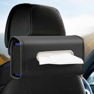 PU Leather Car Tissue Holders, Extra Large Rectangle Napkin Organizer for 100-150 Regular Tissues - 1 of 4