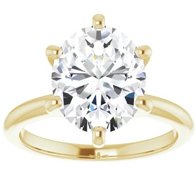 Pompeii3 3 Ct Oval Moissanite Solitaire Engagement Ring 14k Yellow Gold