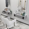 Karl Home Gray Wall Mount Salon Styling Station w/2 Lockable Drawers 2 Side Open Space - 2 of 4