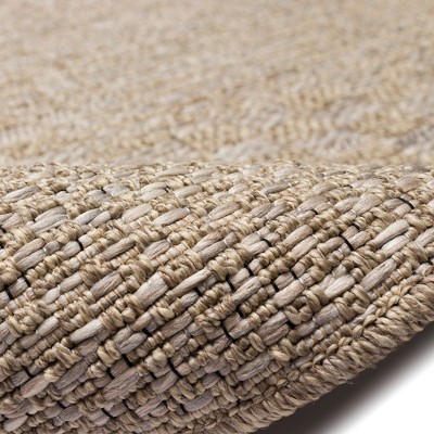 Ivory Geometric Flat Woven Synthetic Indoor/Outdoor Rug