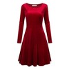 Clearlove Women's A-Line Velvet Dress Scoop Neck Slim Flowy Swing Solid Party Dress - 4 of 4