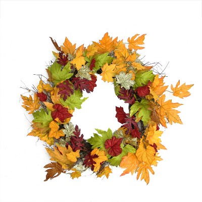 Northlight Maple Leaf Artificial Fall Harvest Wreath, 22-Inch