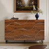 ORRD Modern Solid Wood Sideboard with Wave Relief, 59 Inch Storage Cabinet with Iron Legs for Living Room Dining Room, Walnut - 2 of 4