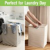 Garnen 2x Laundry Basket Collapsible Laundry Hamper Foldable Bag, Wooden Handles Dirty Clothes Baskets Laundry Bin Organizer for Kids Baby Bathroom - 3 of 4