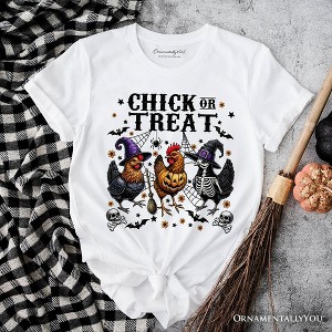 Chick or Treat Chicken T-Shirt, Funny Farmhouse Halloween Tee| OrnamentallyYou - 1 of 4