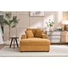 PAGED Upholstered Sofa Corduroy Chaise Lounge Sofa with Handrail Storage, Movable Ottoman, Cupholders for Living Room, Apartment - 2 of 4