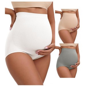 INSPIRE CHIC 3 Packs Women's High Waist Maternity Briefs Butt Lifter Seamless Comfortable Pregnancy Ladies Panties - 1 of 4