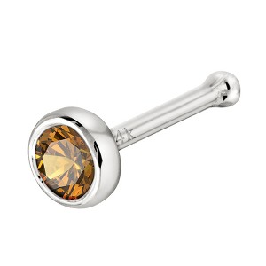 Jewelry Avalanche 22G 14K Gold Bezel-set Citrine Ball-end Nose Stud - 1 of 3