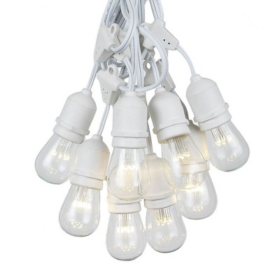 Novelty Lights Edison Outdoor String Lights with 50 Suspended Sockets White Wire 100 Feet