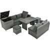 VYNXARIA Outdoor 6-Piece All Weather PE Rattan Sofa Set, Garden Patio Wicker Sectional Furniture Set with Adjustable Seat,Gray - 4 of 4