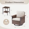 Buenhomino 3 Pieces Outdoor Wicker Swivel Rocker Patio Set, Swivel Rocking Chairs Wicker Patio Set with Cushions and Armored Glass Top Side Table - 3 of 4