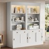 TiramisuBest 83.4" H Black Bookcase with LED Lighting, 2 Glass Doors & 1 Drawer, Modern Storage with Open Shelves for Living Room/Home Office/Bedroom - 3 of 4