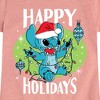 Girls' - Lilo and Stitch - Happy Holidays Christmas Fitted Short Sleeve Graphic T-Shirt - 2 of 4