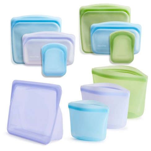 3 Pack Reusable Silicone Storage Bags Food Meal Prep Storage