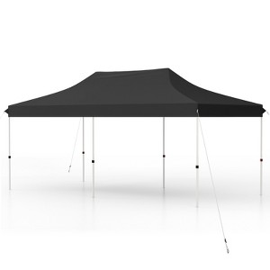 Tangkula 10 x 20FT Pop-up Canopy Tent Folding Instant Sun Shelter w/ 3 Adjustable Heights Carrying Bag 12 Stakes & 6 Ropes Heavy-Duty Outdoor Commercial Tent for Patio Black/Grey/White/Blue - 1 of 4