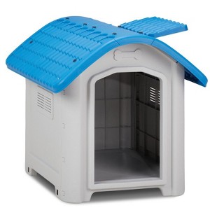 Karl Home 28 inch Raised Plastic Dog House with Adjustable Sunroof and Elevated Base - 1 of 4