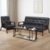 Costway 3-Seater Sofa PU Leather Sofa Couch w/ Rubber Wood Legs & Button Tufted Back - 3 of 4