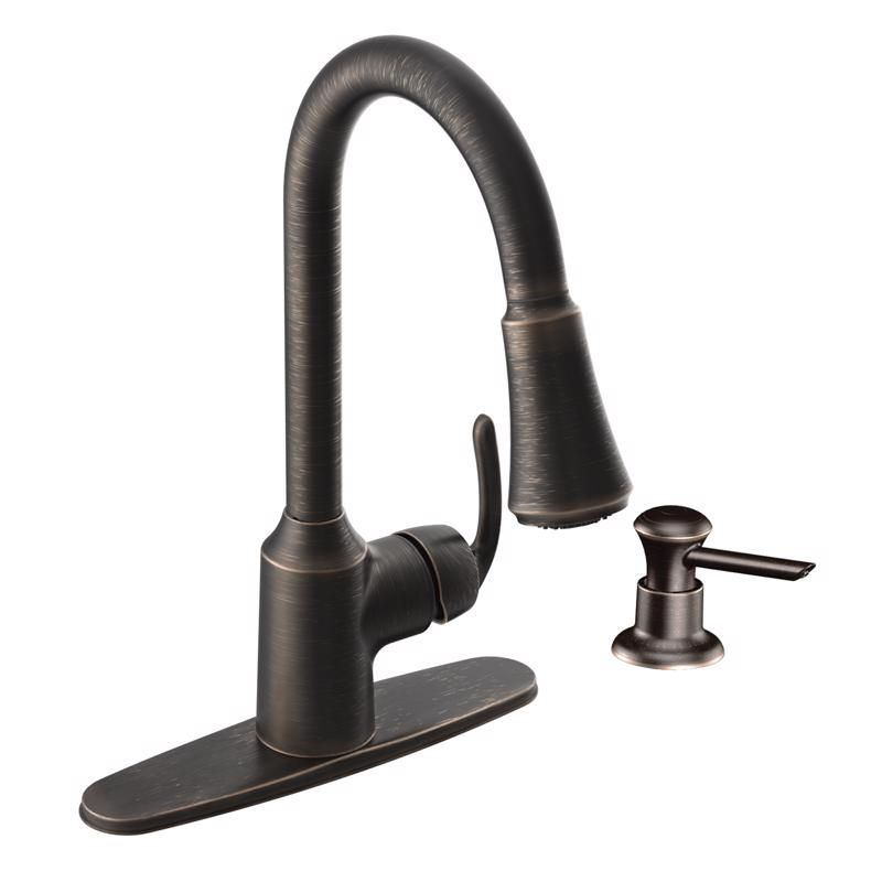 Moen Bayhill One Handle Bronze Pull-Down Kitchen Faucet, 1 of 2