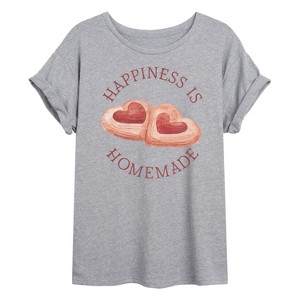 Women's - Instant Message - Happiness Is Homemade Oversized Graphic T-Shirt - 1 of 4