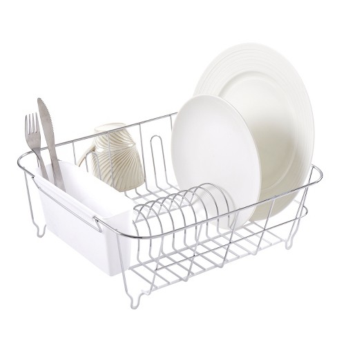 Chrome Plated Steel 2 Piece Small Dish Drainer White