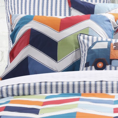 Dominik Multicolor Chevron Cotton Twin Duvet Set