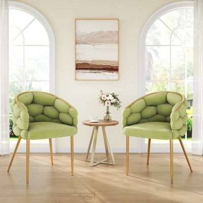 Luxury Velvet Handmade Accent Chairs Set of 2 with Gold Legs and Full Back Support for Living Room