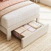 Twin Bed Frame with Under-Bed Drawer Storage – Velvet/Boucle Upholstered Wave Headboard for Girls, Wood Slat Support (No Box Spring), White/Pink - 4 of 4