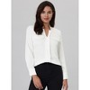 Hobemty Women's V Neck Long Sleeve Faux Flap Pocket Work Office Blouse - 2 of 4