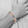 Black Bow Jewelry Men's 10mm Stainless Steel Black and Orange Rubber Bracelet, 8.75 Inch - 4 of 4