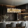 Siljoy 52'' Luxury Modern Crystal Chandeliers Rectangle Brushed Gold Chandelier Light Fixture Pendant Ceiling Light - 3 of 4