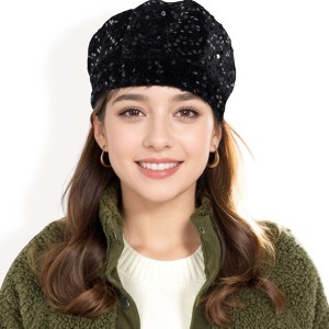 Anna-Kaci Women's Sequin Velvet Beret with Sparkling Embellishments and Comfortable Satin-Lined Interior - 1 of 4