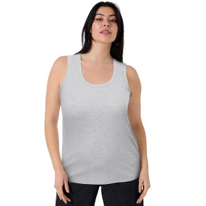 June + Vie by Roaman's Women's Plus Size Ribbed Scoopneck Tank Top - 1 of 2