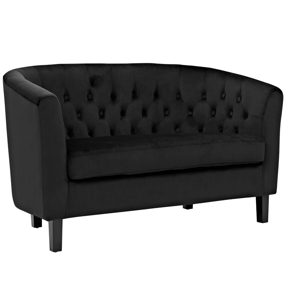 Photos - Sofa Modway Prospect Velvet Loveseat Black  