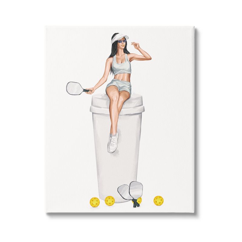 Stupell Industries Athletic Tennis Girl Coffee Cup Canvas Wall Art, 1 of 6