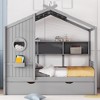 Wooden Full Size/Twin Size House Bed With Trundle, Platform Bed Frame With Storage Shelves, Easy Assembly For Girls Boys - 2 of 4