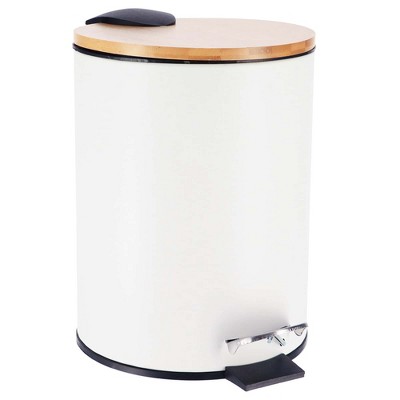 Evideco French Home Goods Stylish Trash Can with Bamboo Lid and Pedal, 2.5L Capacity