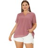 Agnes Orinda Women's Plus Size Pin Dots Notched V-Neck Dressy Trendy Fashion Casual Summer Blouses - 3 of 4