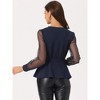 INSPIRE CHIC Women's Tie Waist Peplum Ruffle Hem Party V Neck Mesh Long Sleeve Blouse - 3 of 4