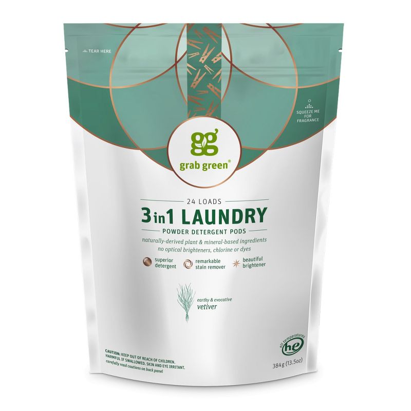 Grab Green 3 in 1 Laundry Detergent Pods, Vetiver Scent, 1 of 13
