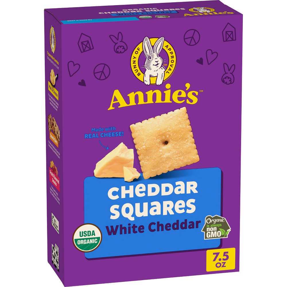 Annie's Organic White Cheddar Squares Baked Snack Crackers - 7.5oz