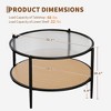 30" Round Coffee Table with 2-Tier Storage Shelf, Modern Boho Glass Top & Metal Base, Farmhouse Circular Cocktail Table for Living Room - 2 of 4