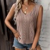 Women's V-Neck Twist Knit Tops Sleeveless Casual Knit Tank Tops Vacation Beach Knit Basic Tees - 4 of 4