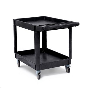 Utility Service Cart, Heavy Duty Plastic Toll Cart with Swivel Wheels and Brakes, Detailing Cart with Large Shelf & Ergonomic Storage Handle - 1 of 4